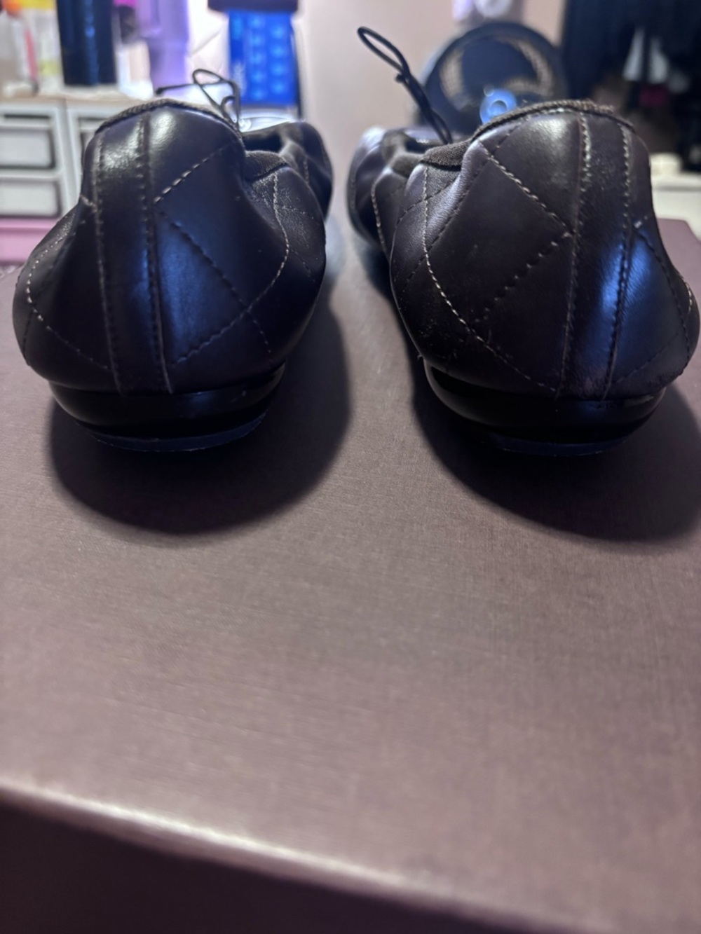 CHANEL Quilted CC Cap-Toe Ballet Flats in Dark Brown Leather - Picture 3 of 5